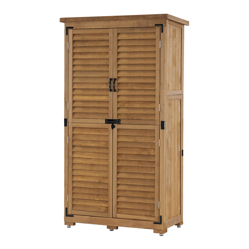 MCombo Gartenschrank Geräteschuppen Werkzeugschrank Outdoor-Schrank Gartenbox 0870 aus Holz Natur, 47 X 87 X 160 cm