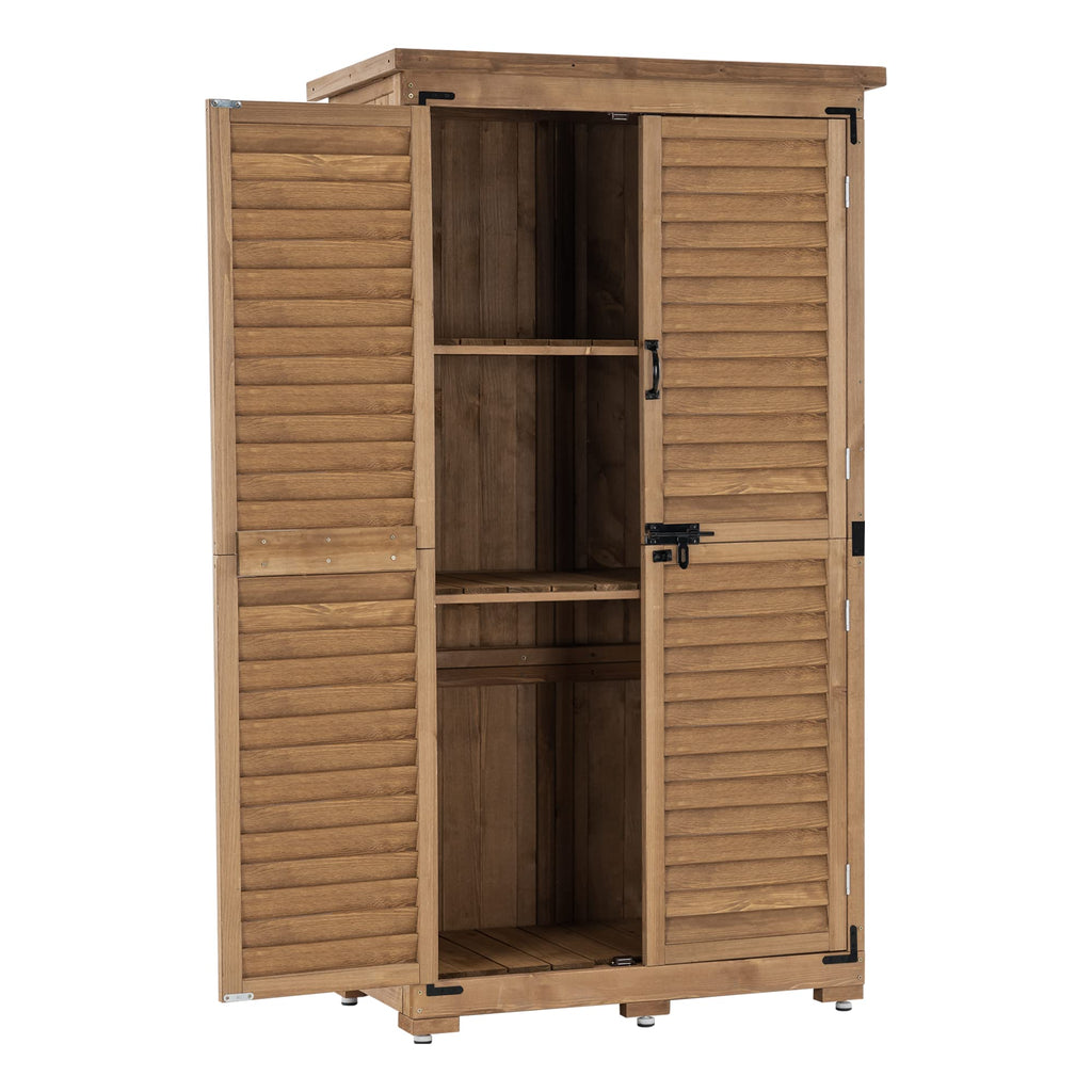 MCombo Gartenschrank Geräteschuppen Werkzeugschrank Outdoor-Schrank Gartenbox 0870 aus Holz Natur, 47 X 87 X 160 cm