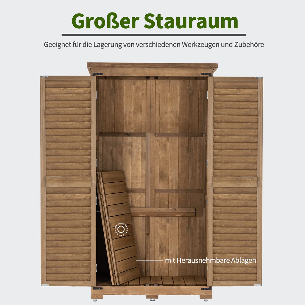 MCombo Gartenschrank Geräteschuppen Werkzeugschrank Outdoor-Schrank Gartenbox 0870 aus Holz Natur, 47 X 87 X 160 cm