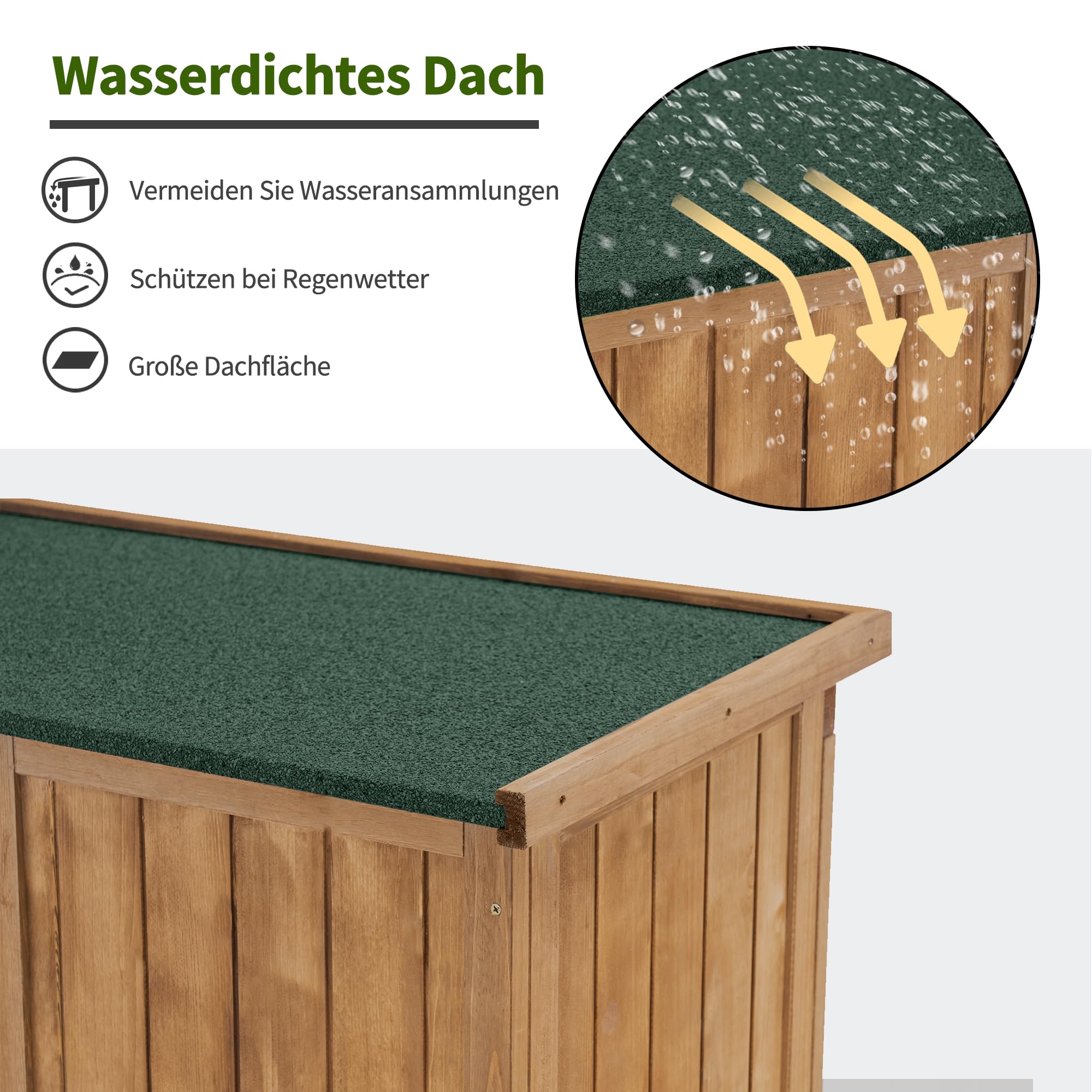 MCombo Gartenschrank Geräteschuppen Werkzeugschrank Outdoor-Schrank Gartenbox 0870 aus Holz Natur, 47 X 87 X 160 cm